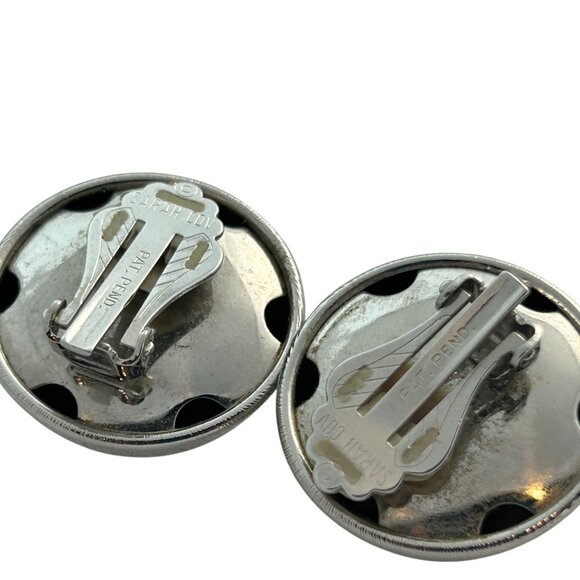 Vintage Sarah Coventry Clip On Earrings Silver Tone Button Dome Textured - Picture 7 of 9